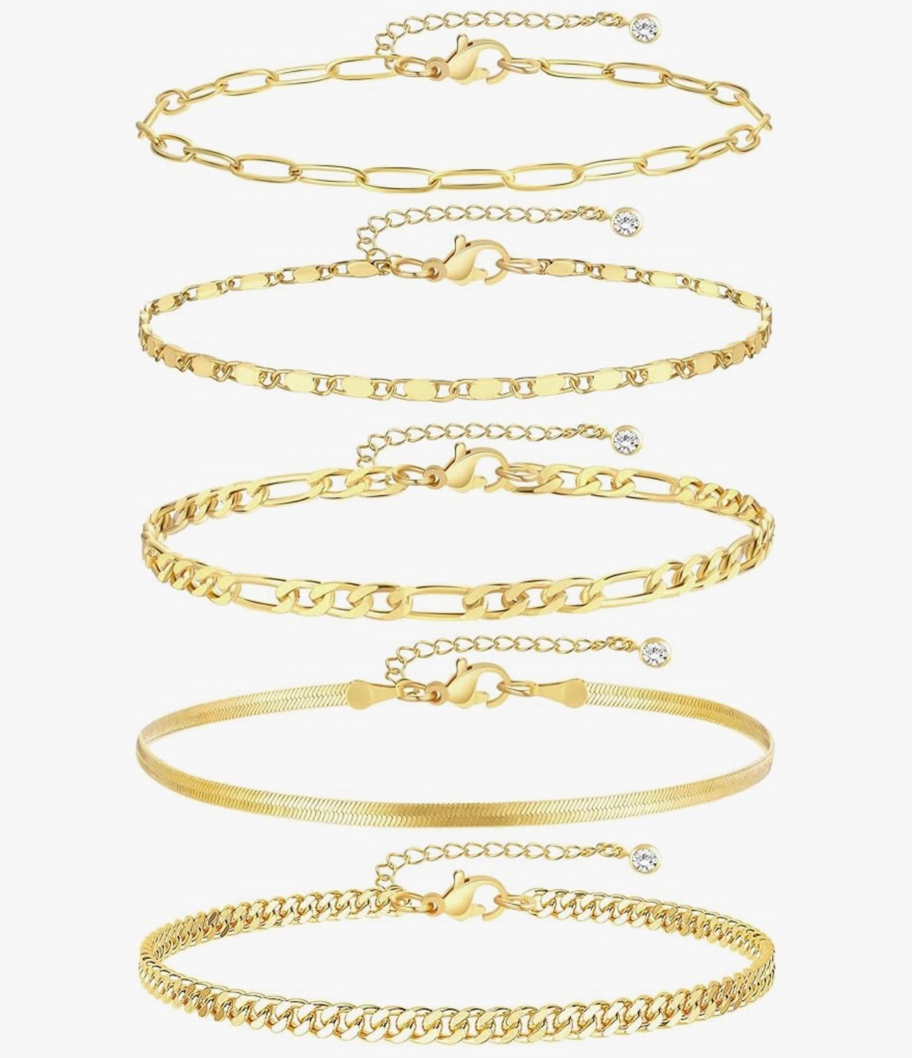14 carat gold filled anklet stack