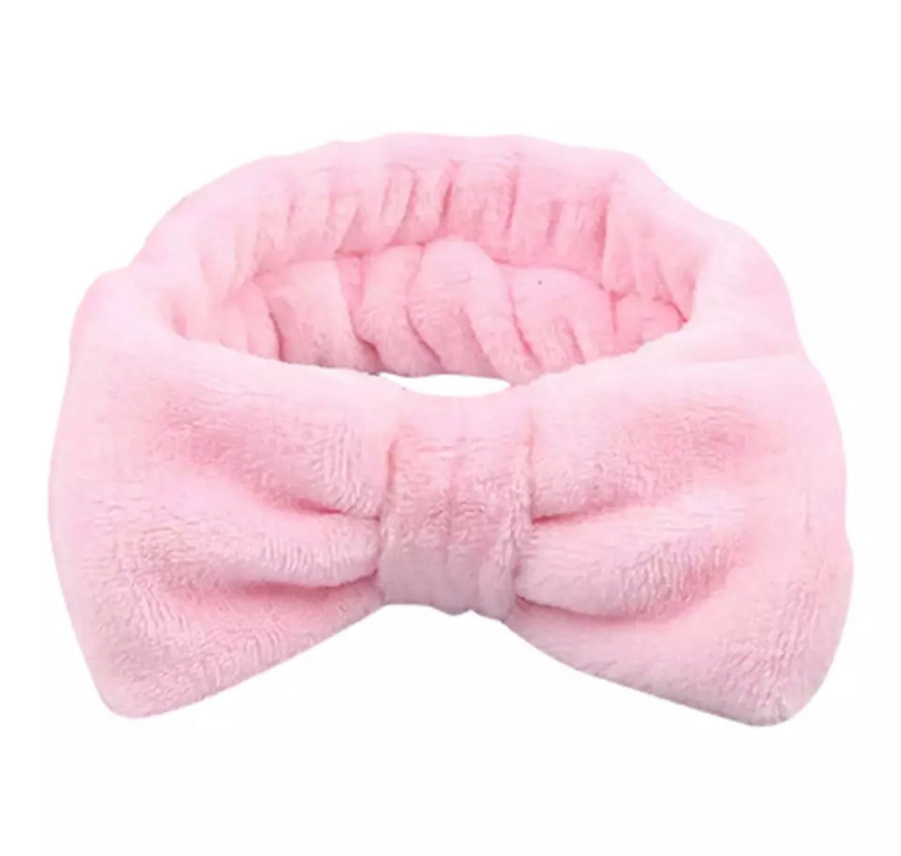 Fluffy pink bow headband